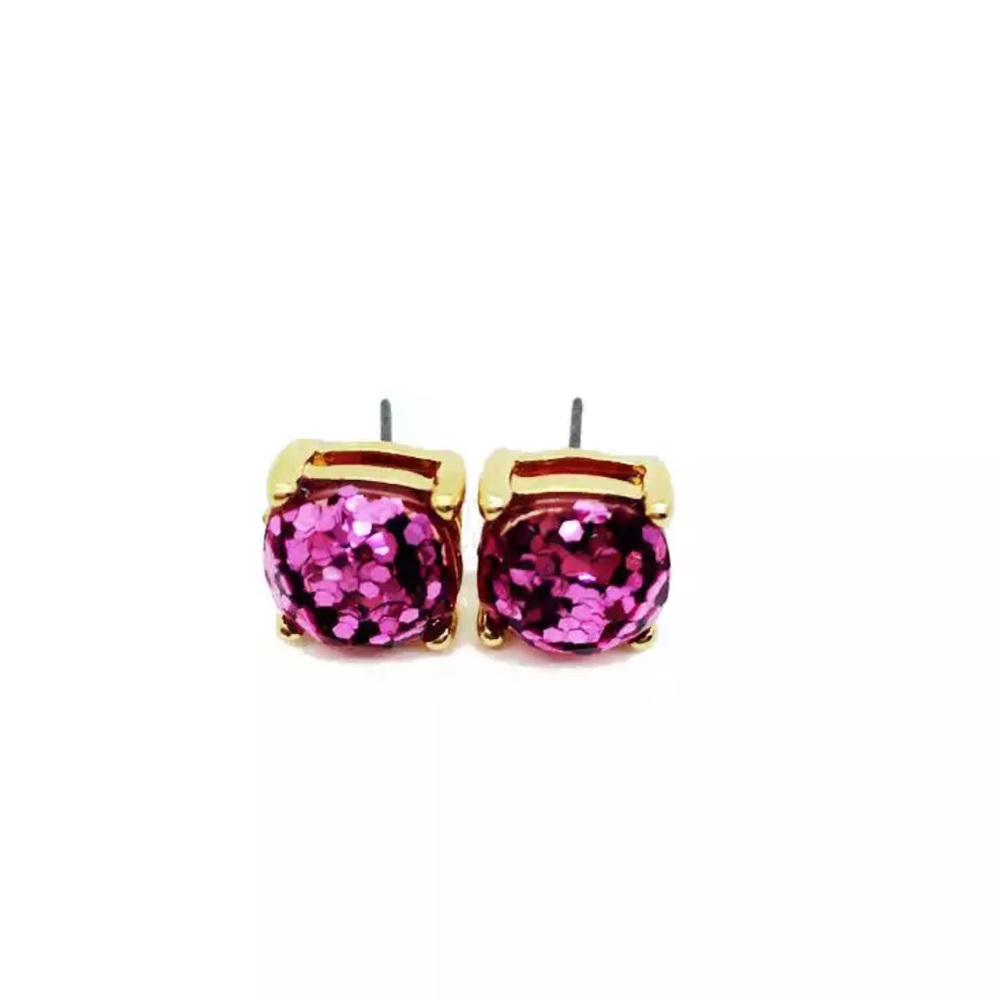 2/$20 Hot Purple Square Glitter Stud Earrings
